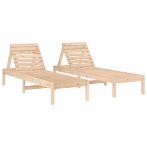 vidaXL Sun Lounger Set of 2 Natural Wood Solid pine wood Large