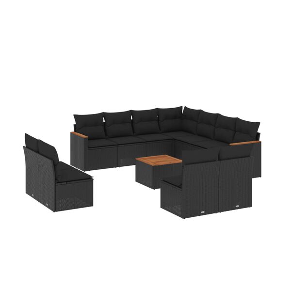 vidaXL Garden Sofa Set Black