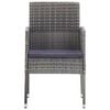 vidaXL Garden Chair Set of 4 Dark Grey PE Rattan, Steel, Polyester
