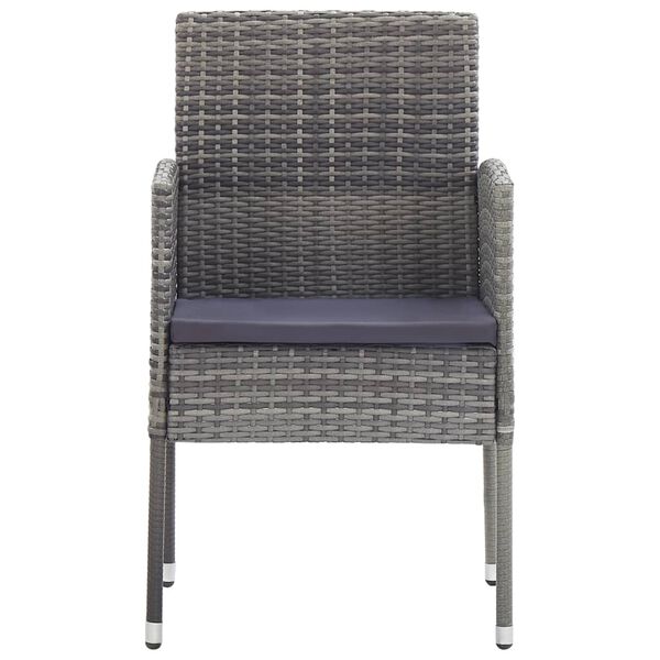 vidaXL Garden Chair Set of 4 Dark Grey PE Rattan, Steel, Polyester
