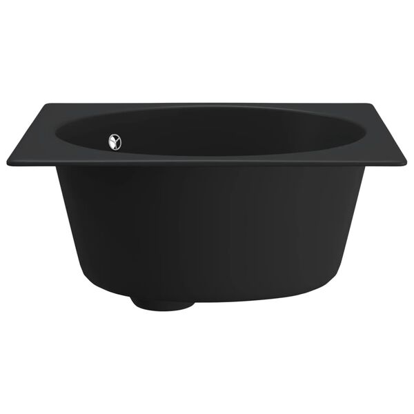 vidaXL Kitchen Sink with Overflow Hole Black Granite