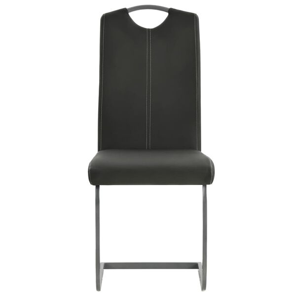 vidaXL Dining Chair Set of 4 Grey Faux Leather, Steel Standard Sleek