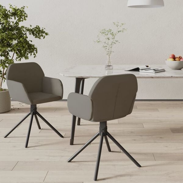 vidaXL Swivel Dining Chair Set of 2 Dark Grey Velvet, Metal, Plywood