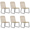 vidaXL Dining Set Oak Poly rattan 7 Piece Set Stackable Dining Set
