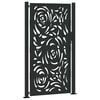 vidaXL Garden Gate Black 39.4x68.9" Steel Flame  Design