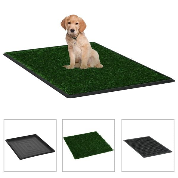vidaXL Pet Toilet Green, Black PP, PS, PE 25.2 x 20.1 x 1.2 in Portable