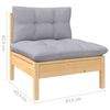 vidaXL Garden Lounge Set Grey Solid Pinewood, fabric (100% polyester)