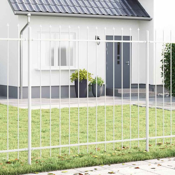 vidaXL Garden Fence 6 pcs White 33.46 x 4.92 ft Powder-coated Steel