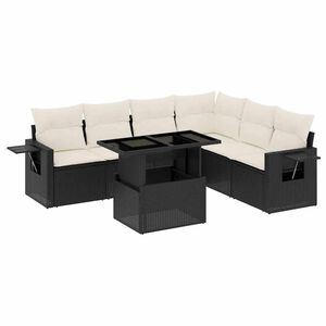 vidaXL Garden Sofa Set Black and Cream White