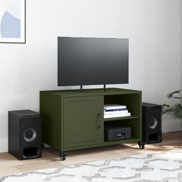 vidaXL TV Cabinet Olive Green Cold-rolled steel Small Storage