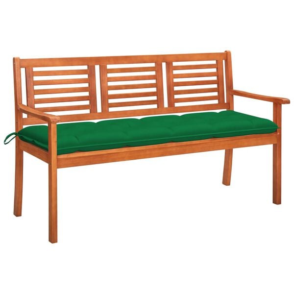vidaXL Bench Eucalyptus wood with green cushion