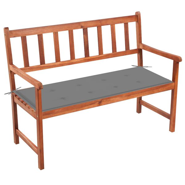 vidaXL Garden Bench Brown, Grey Solid Acacia Wood, Polyester 47.2 in