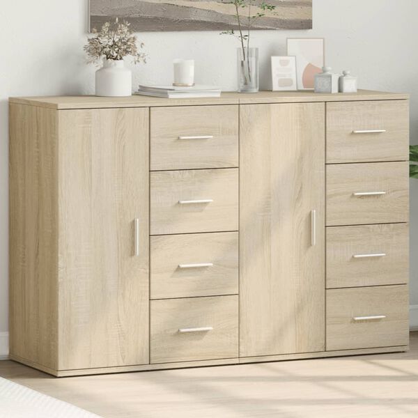 vidaXL Sideboards 2 pcs Sonoma Oak 23.2"x15.4"x31.5" Engineered Wood