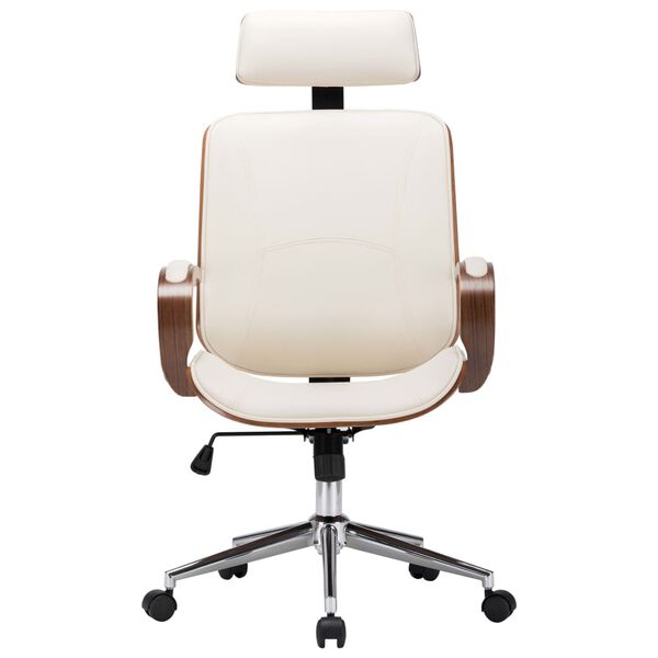 vidaXL Office Chair Cream and Dark Brown Faux Leather Standard Swivel