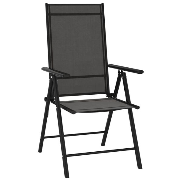 vidaXL Garden Chair Set of 6 Black Aluminum Standard Foldable
