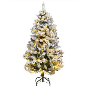 vidaXL Artificial Hinged Christmas Tree 150 LEDs & Ball Set 59.1"