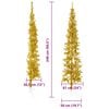 vidaXL Artificial Half Christmas Tree Gold PVC, Steel Tall