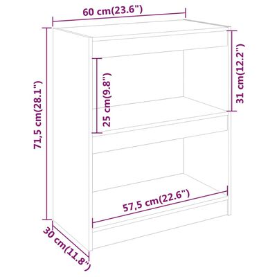 vidaXL Book Cabinet/Room Divider 23.6"x11.8"x28.1" Solid Wood Pine