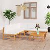 vidaXL Garden Lounge Set Cream Solid Teak Wood, Polyester Standard Tough