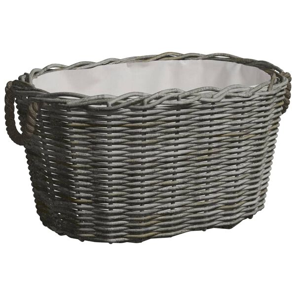 vidaXL Firewood Basket with Carrying Handles 23.6"x15.7"x11" Gray Willow