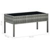 vidaXL Garden Table Grey PE Rattan, Steel, Glass Medium Durable