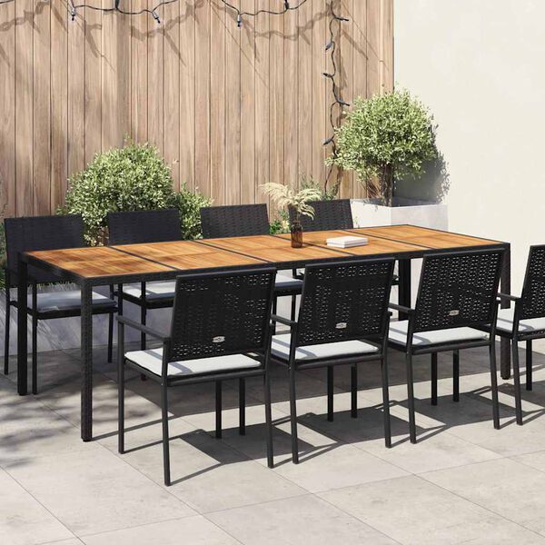 vidaXL Garden Dining Table Black 98.4 x 39.4 x 29.5 in Poly rattan