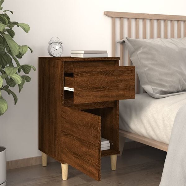 vidaXL Bedside Cabinet Set of 2 Brown Oak Engineered wood Standard