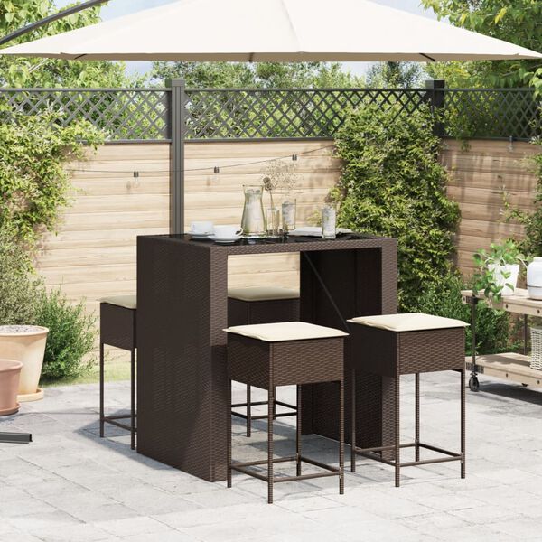 vidaXL Patio Bar Set Set of 4 Brown, Cream White, Black