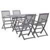 vidaXL Garden Dining Set Grey Solid Acacia wood Medium Foldable