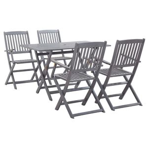 vidaXL Garden Dining Set Grey Solid Acacia Wood Medium Foldable