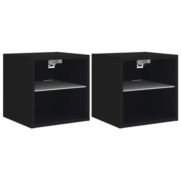 vidaXL TV Wall Cabinet Set of 2 Black Engineered wood, Glass Medium