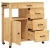 vidaXL Kitchen Trolley MONZA 33.1"x15.7"x34.8" Solid Wood Pine