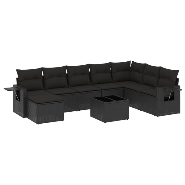 vidaXL Garden Sofa Set Black PE Rattan Modular Adjustable Armrests