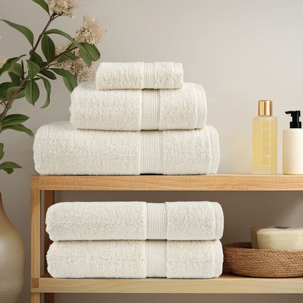 vidaXL Shower Towel Set of 4 Cream 100% Cotton 27.6 x 55.1 in