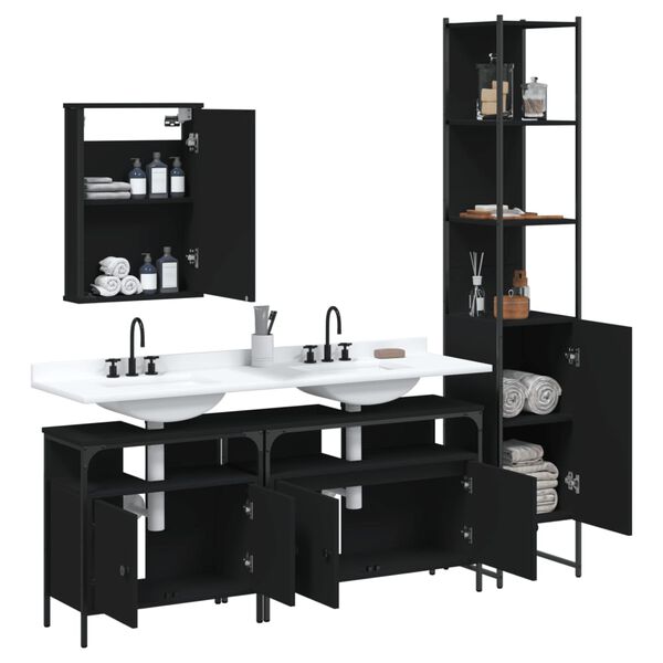 vidaXL Bathroom Furniture Set Black