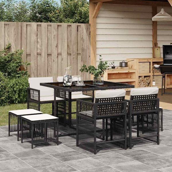 vidaXL Garden Dining Set Black