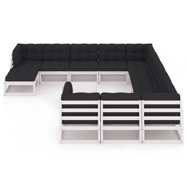 vidaXL Garden Lounge Set White Solid Pinewood Large Durable