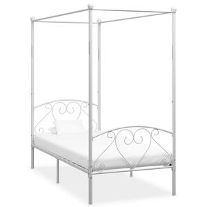 vidaXL Bed Frame White Metal Twin Durable Bed Frame Rectangular