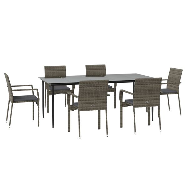 vidaXL Garden Dining Set Black and Grey