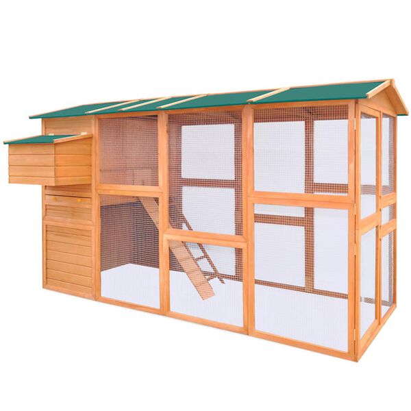 vidaXL Chicken Coop Brown with green roof