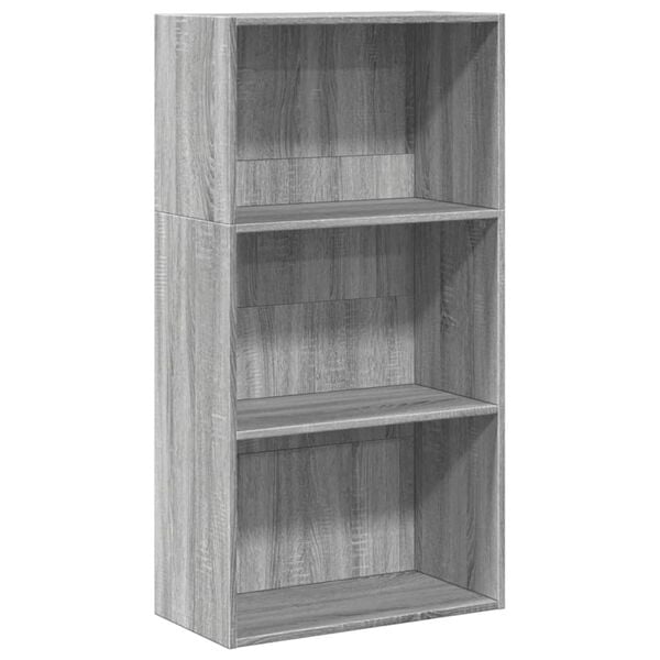vidaXL Bookcase Gray Sonoma Engineered Wood Medium Bookcase