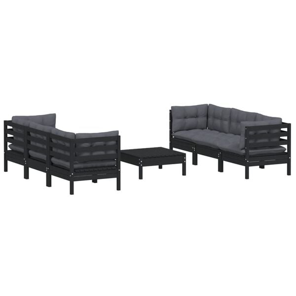 vidaXL Garden Lounge Set Black, Anthracite