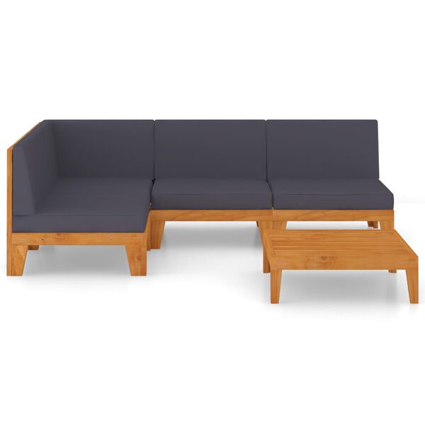 vidaXL Garden Lounge Set Dark grey (cushions) Solid acacia wood Medium