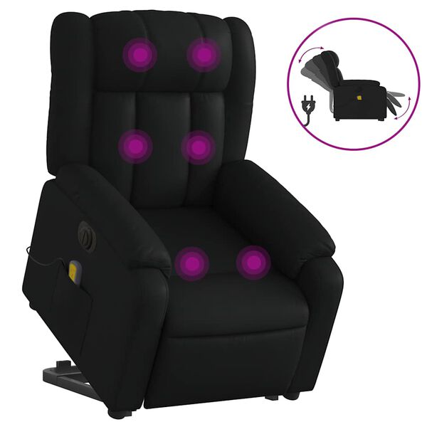 vidaXL Electric Stand Up Massage Recliner Chair Black