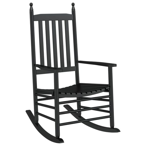 vidaXL Rocking Chair Black Poplar wood Standard Ergonomic