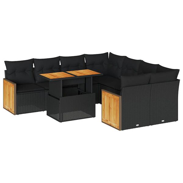 vidaXL Garden Sofa Set Black