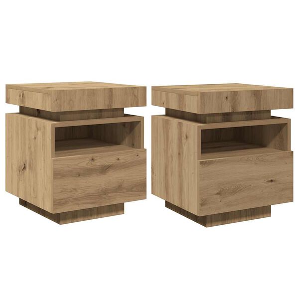 vidaXL Bedside Cabinet Set of 2 Artisan oak Engineered wood Medium