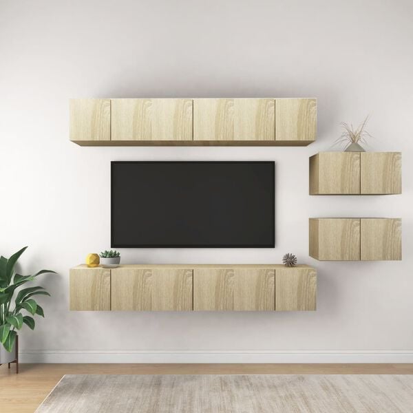 vidaXL TV Cabinet Set of 8 Sonoma oak Engineered wood 8 pieces set