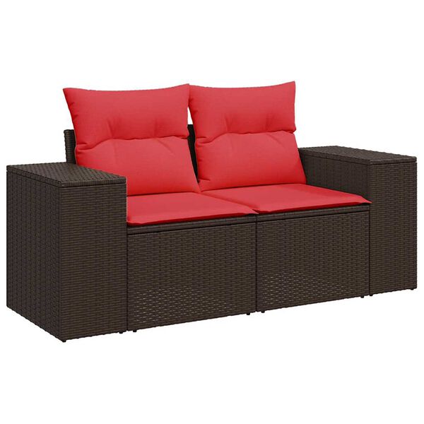 vidaXL 6 Piece Patio Sofa Set with Cushions Brown Poly Rattan