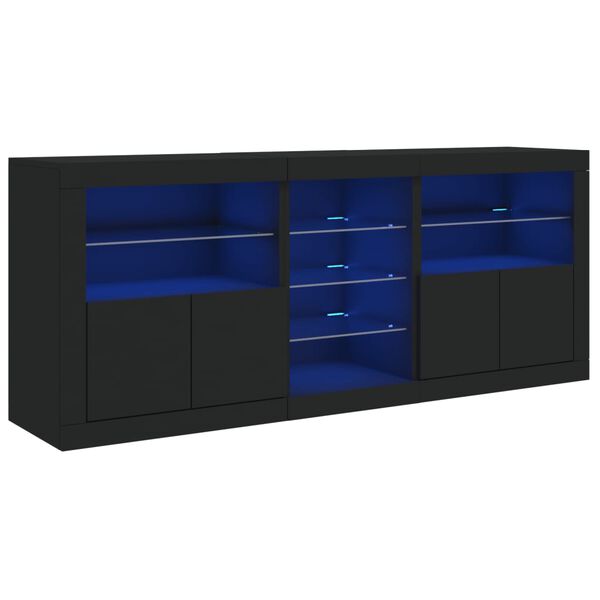 vidaXL Sideboard Black Engineered wood, Glass Standard